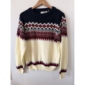 Steep Slopes Women's Ski Knit Sweater Vintage 80s/90s Size M Blue White Red